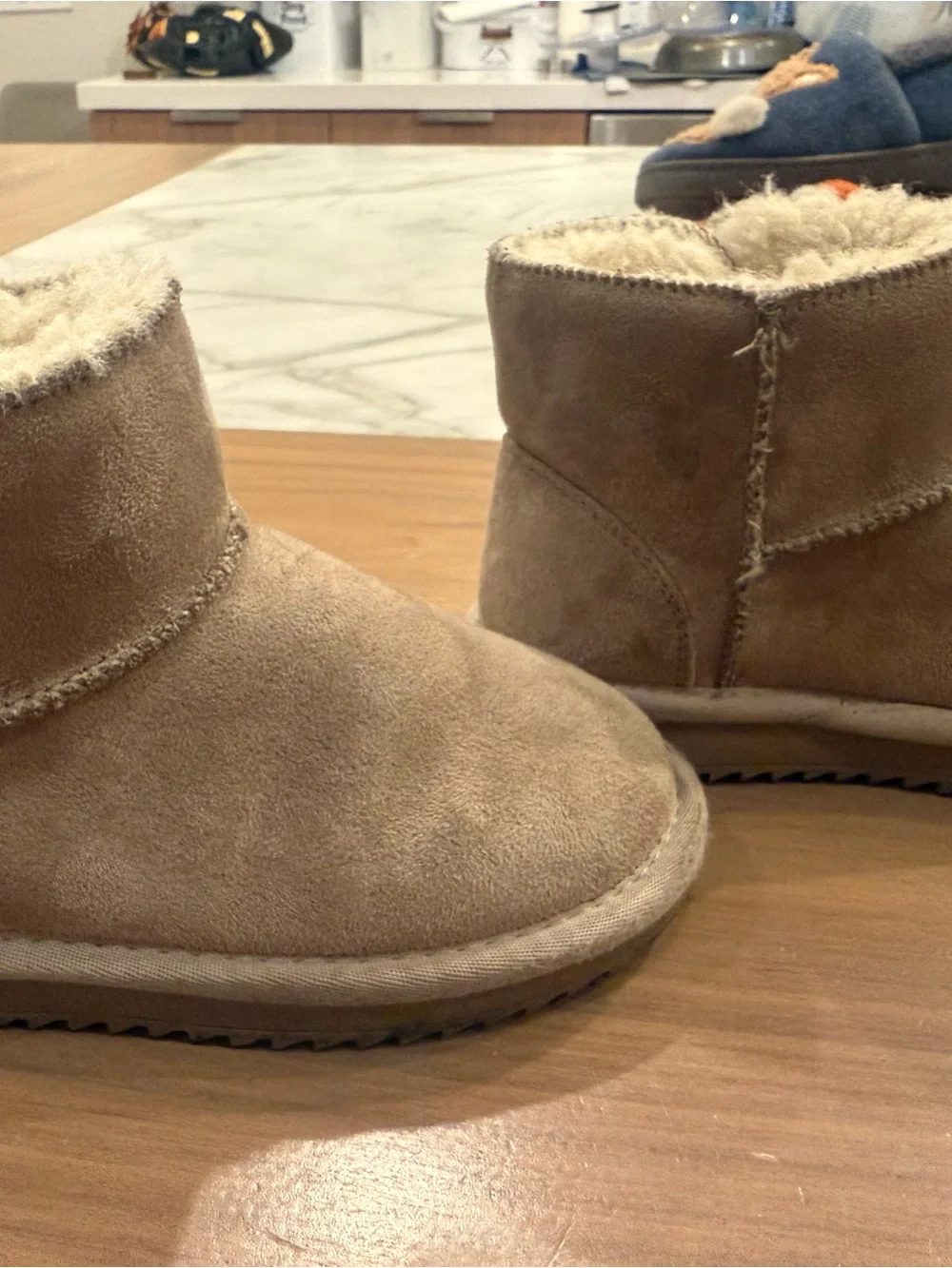 Balabala Kids Snow Boots Winter Boots  Cloud-Lined Suede Slip-On Bootie in Taupe